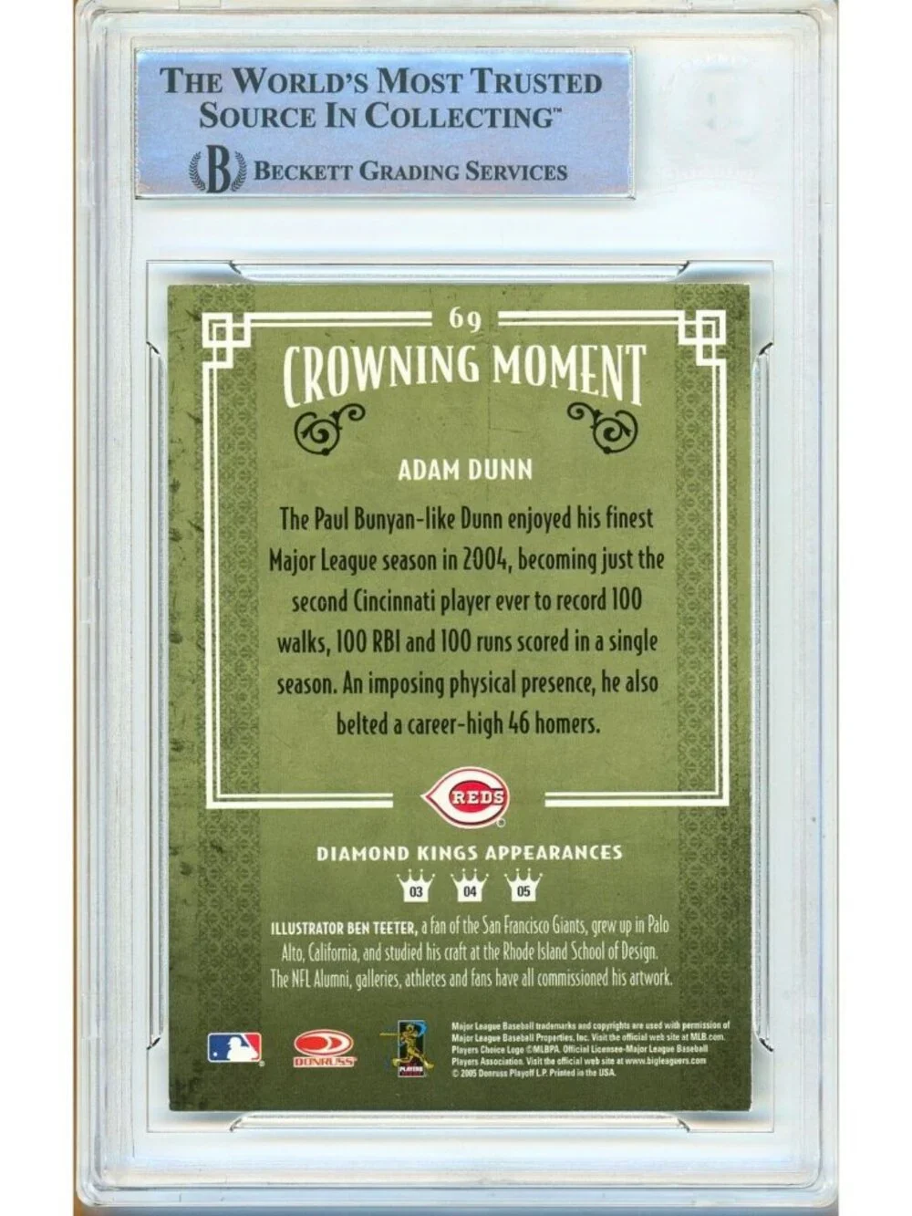 Adam Dunn Signed 2005 Diamond Kings #69 Cincinnati Reds Slabbed